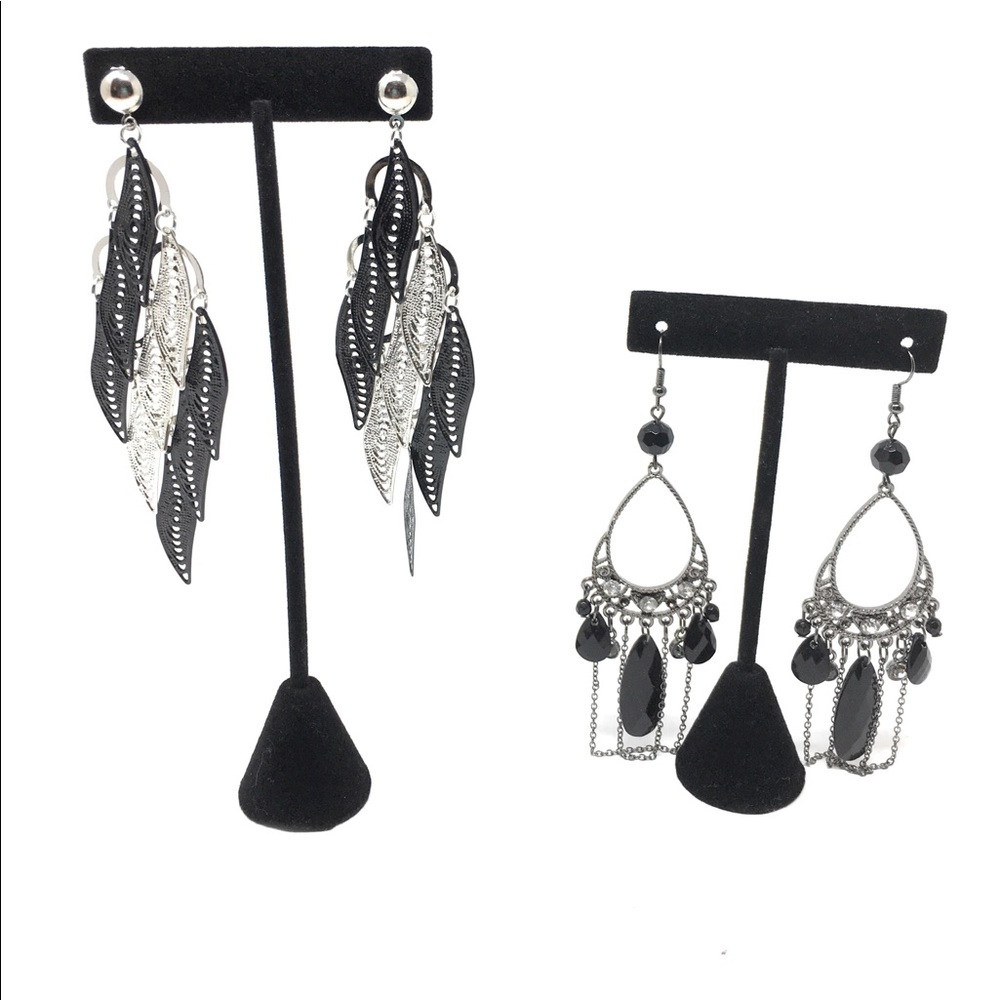 Black & Silver Drop Dangle & Chandelier Earrings - Picture 1 of 3